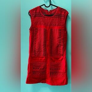 J. Crew Vibrant Red Lace Dress